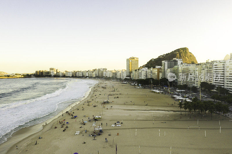 鸟瞰图科帕卡巴纳海滩在里约热内卢de Janeiro